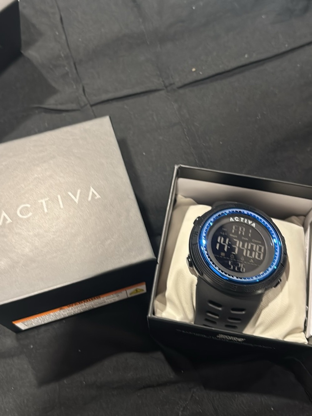 Invicta Black Digital Sport Watch with Blue Bezel